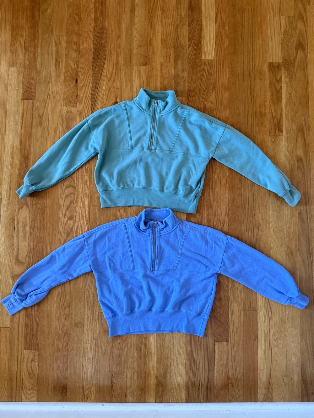 abercrombie kids Zip-Neck Sweatshirt Duo in Teal and Periwinkle